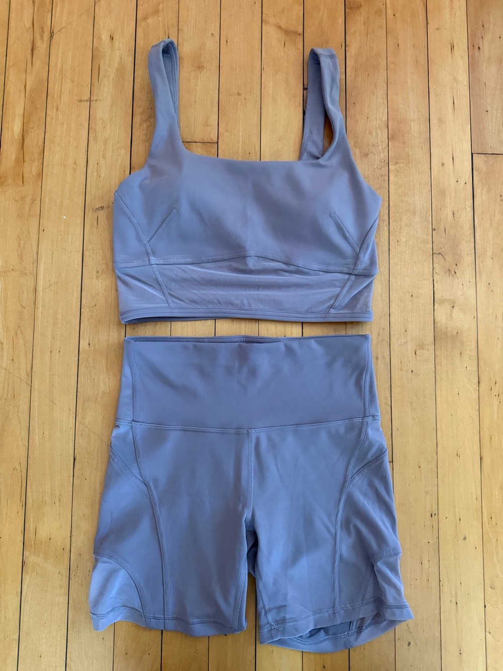 Lululemon Wunder Train Mesh Top and Shorts - Violet Verbena